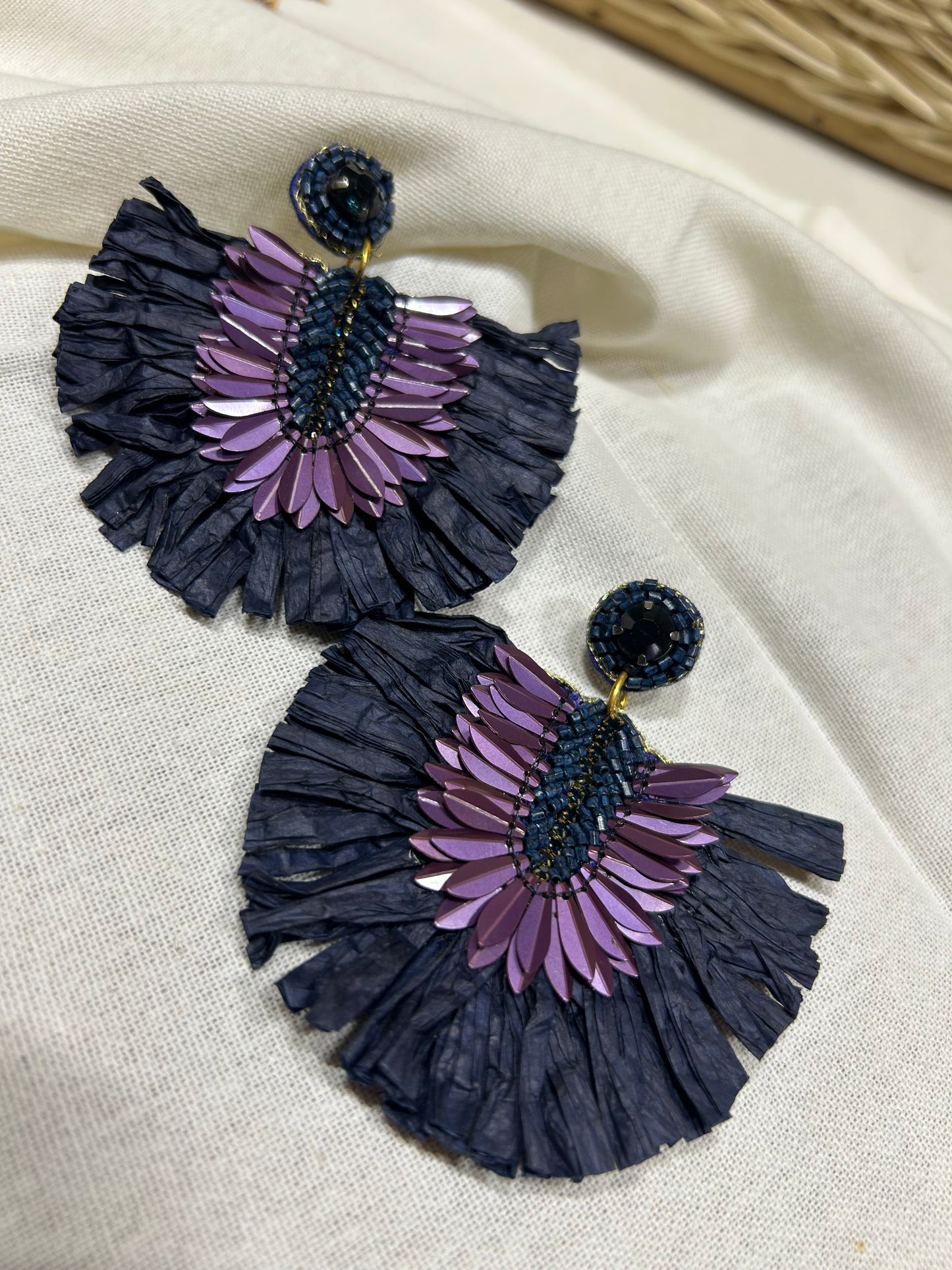 Purple Raffia Earrings - Garud Wear