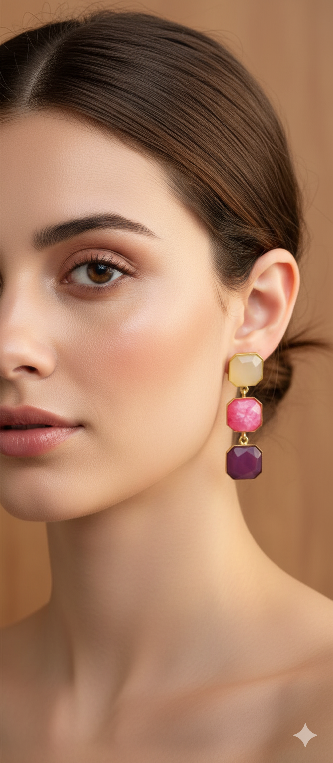 Blush Elegance Pink Drop Earrings Garud Wear