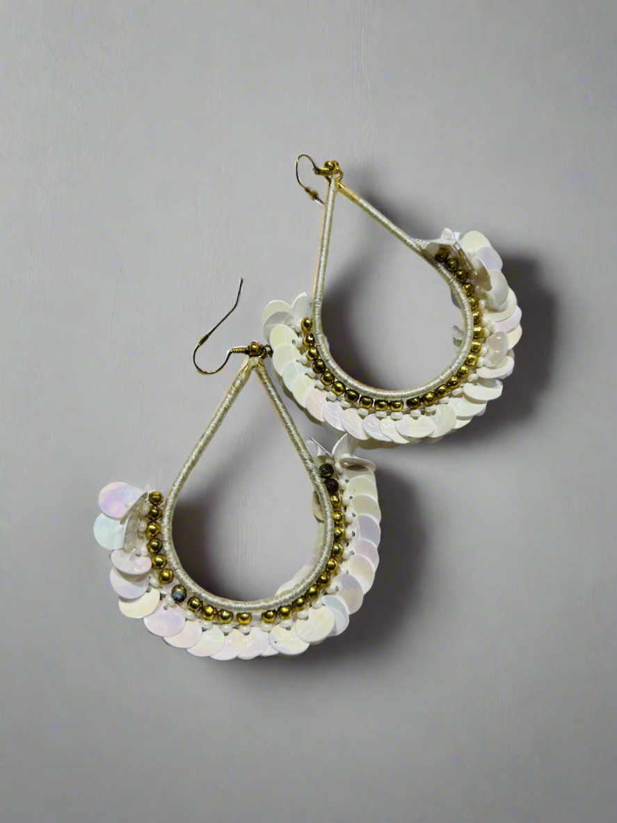 White Dazzle Teardrop Earrings - Garud Wear