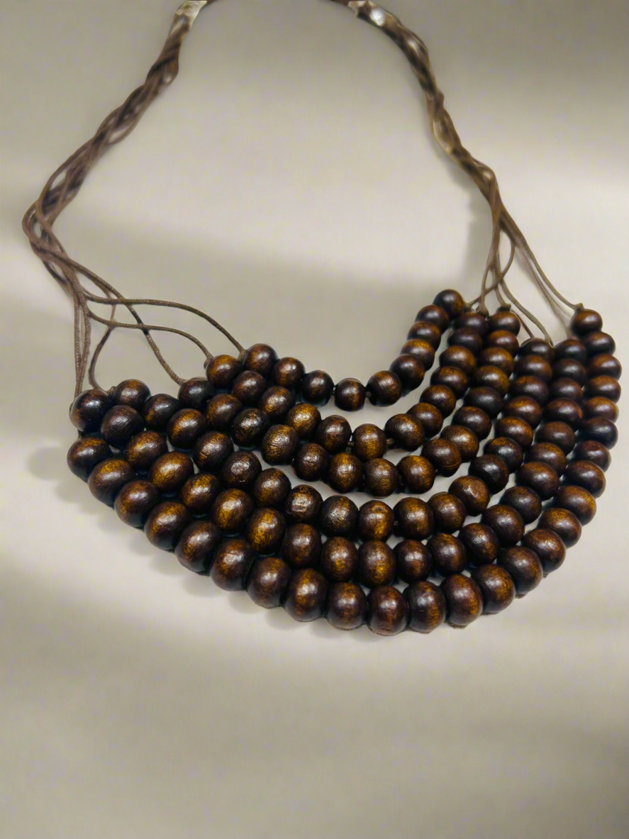Wooden Brown Layer Necklace Guiyaa Jewels