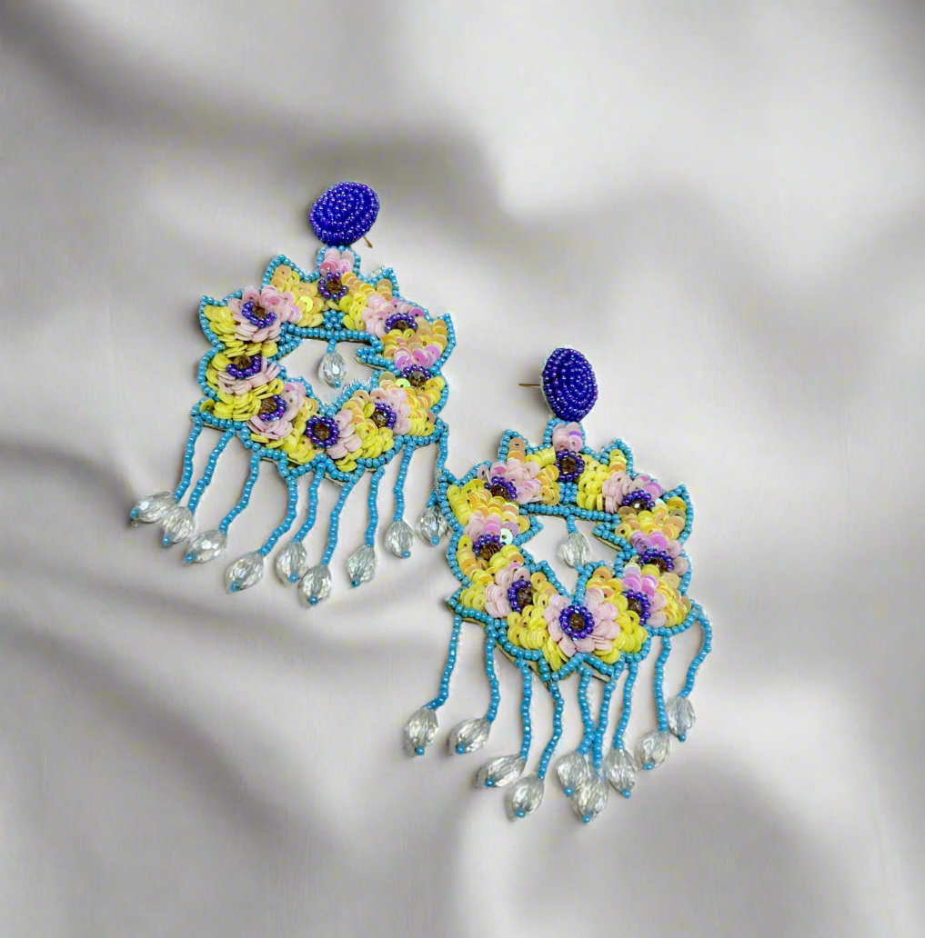 Flora Purple Blue Earrings - Garud Wear