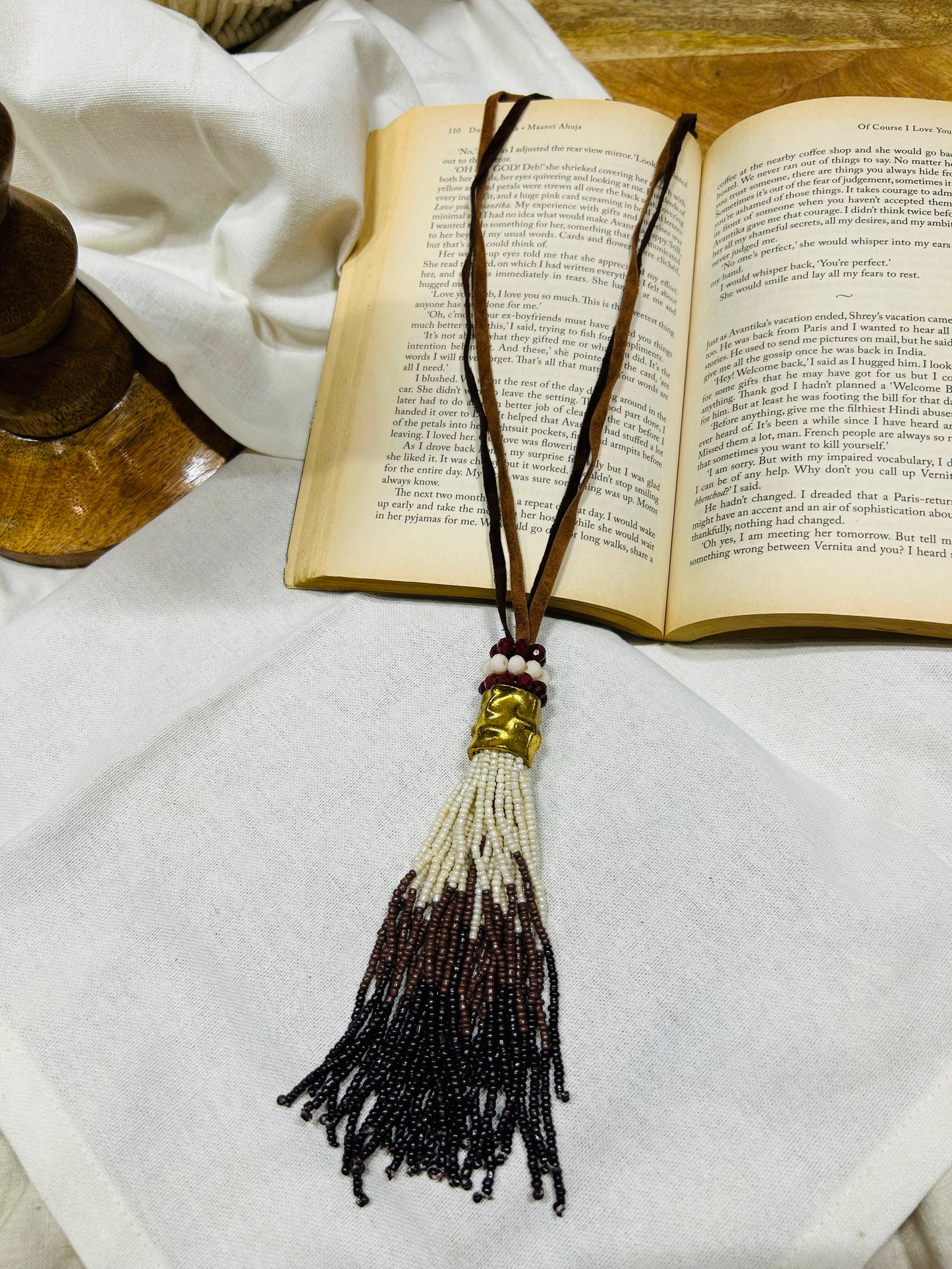 Brown Long Neckpiece Guiyaa Jewels