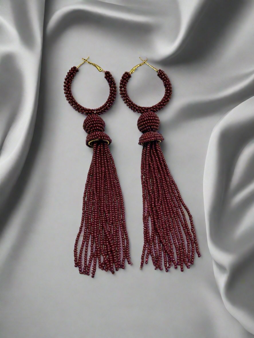Ruby Hoops Long Tassels - Garud Wear