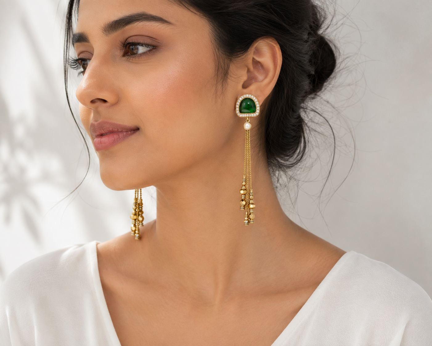 Green Stone Earrings Garud Wear