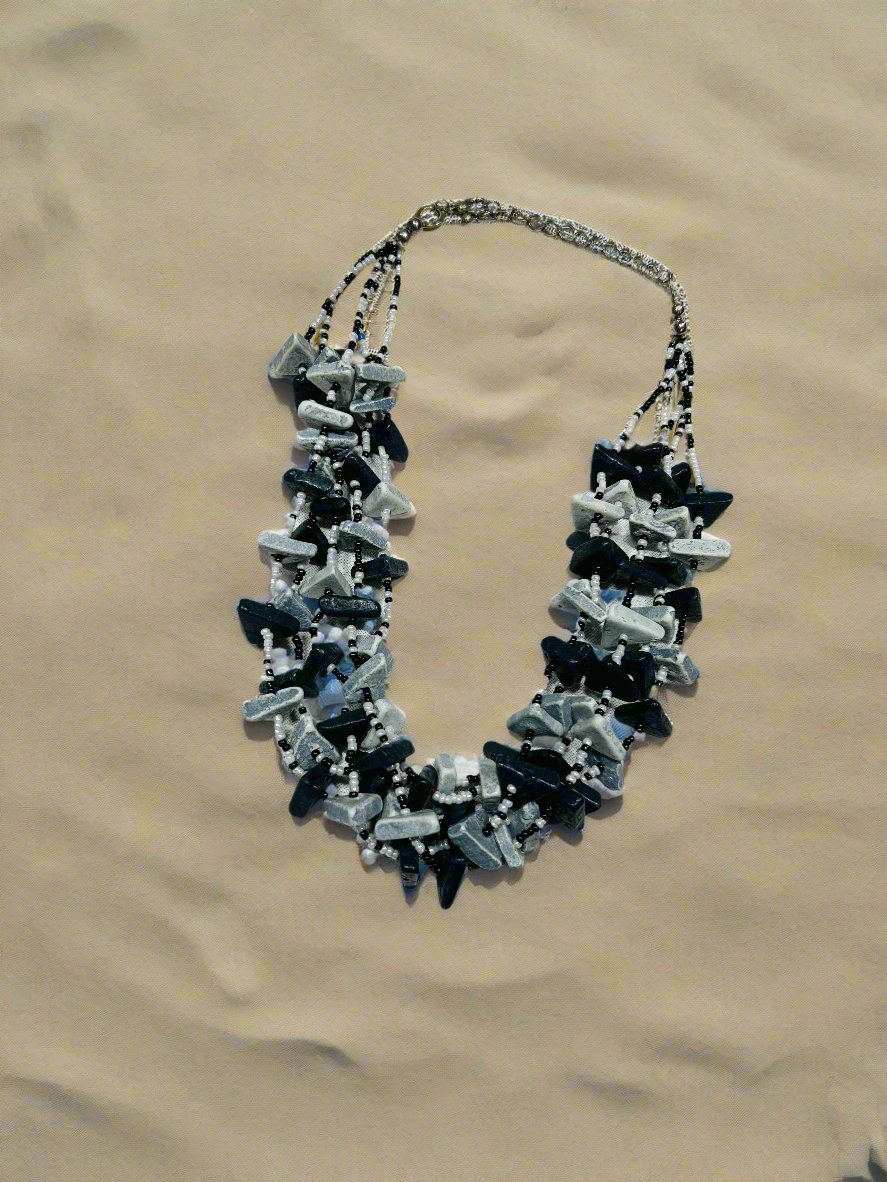 Black Grey Layered Necklace Guiyaajewels
