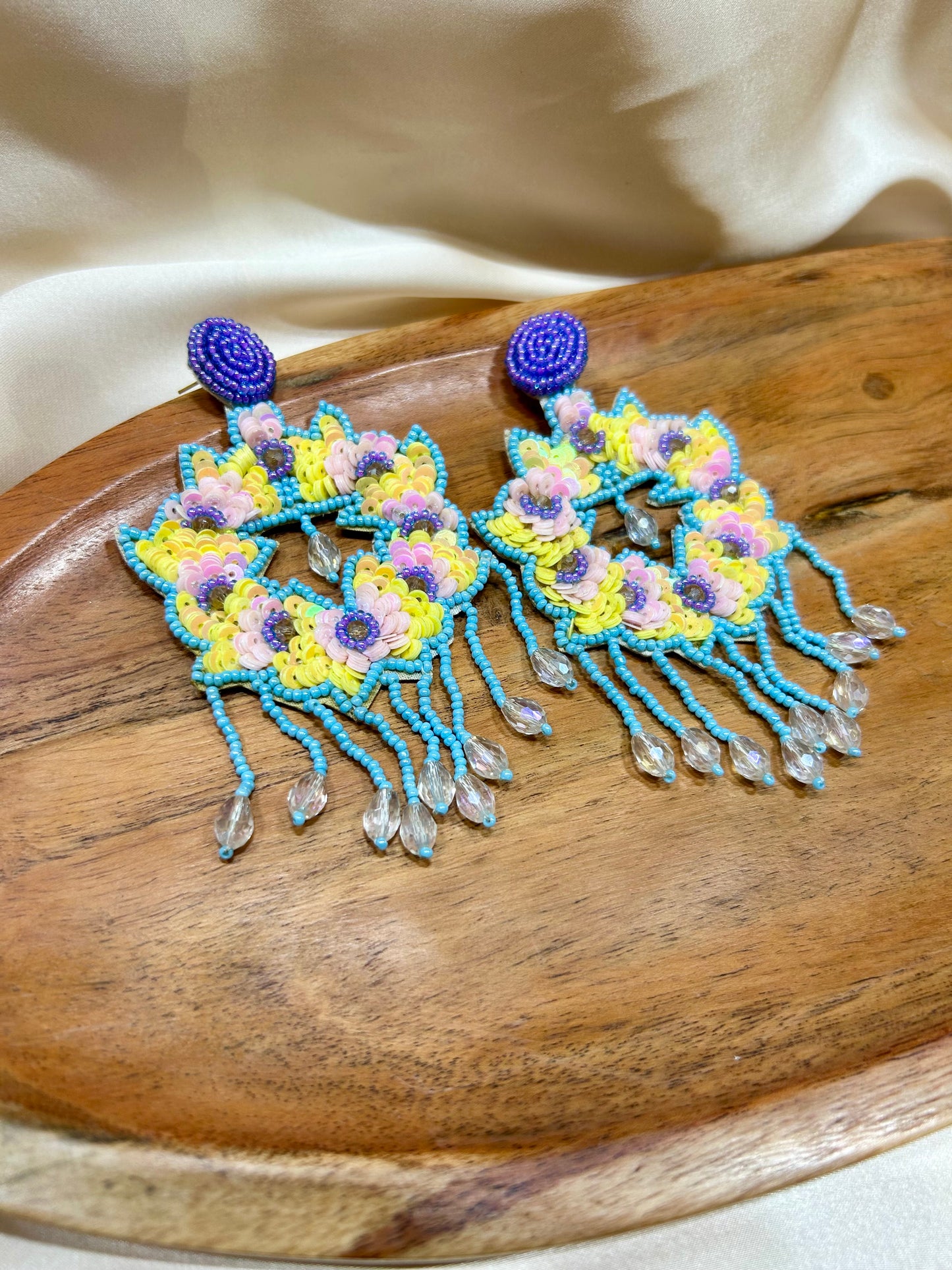 Flora Purple Blue Earrings - Garud Wear