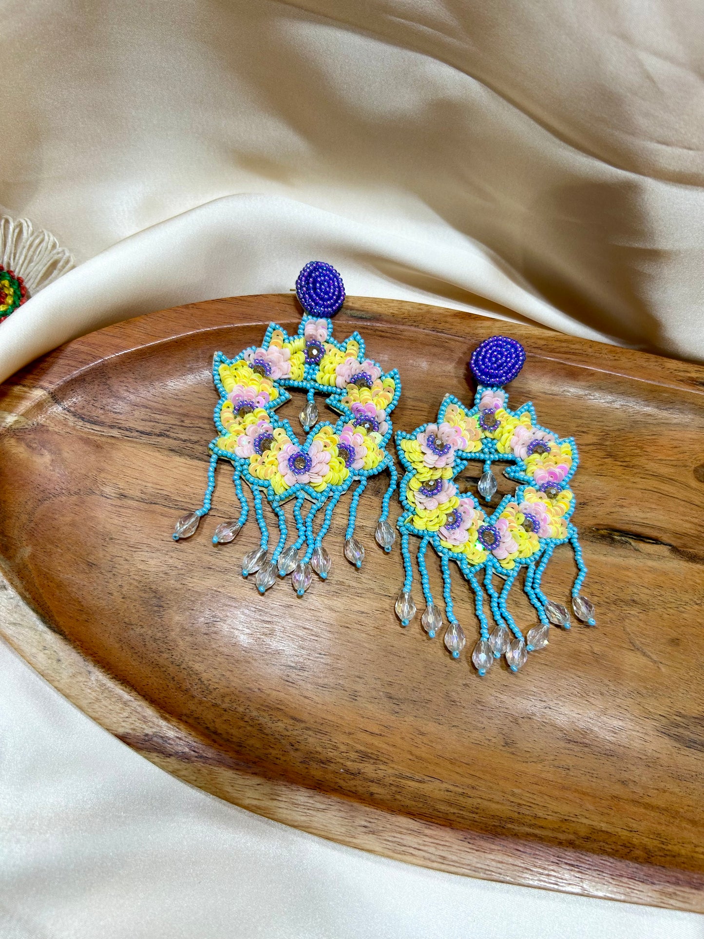 Flora Purple Blue Earrings - Garud Wear