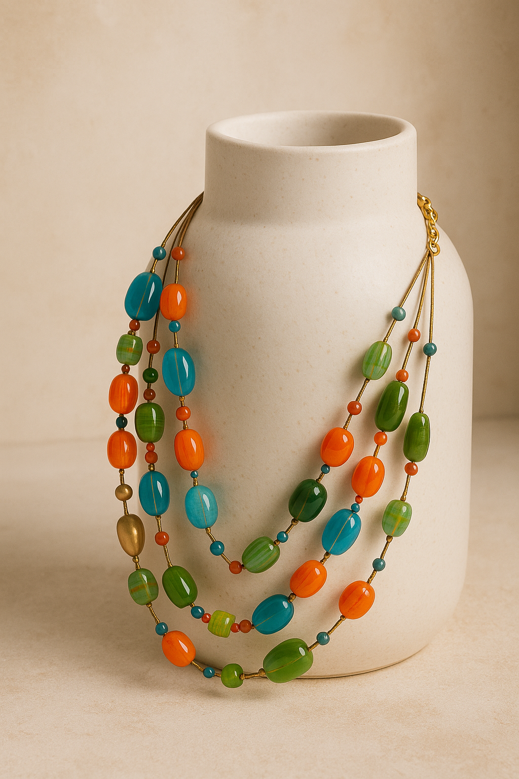 Radiant Harmony Multicolour Glass Stone Necklace Garud Wear