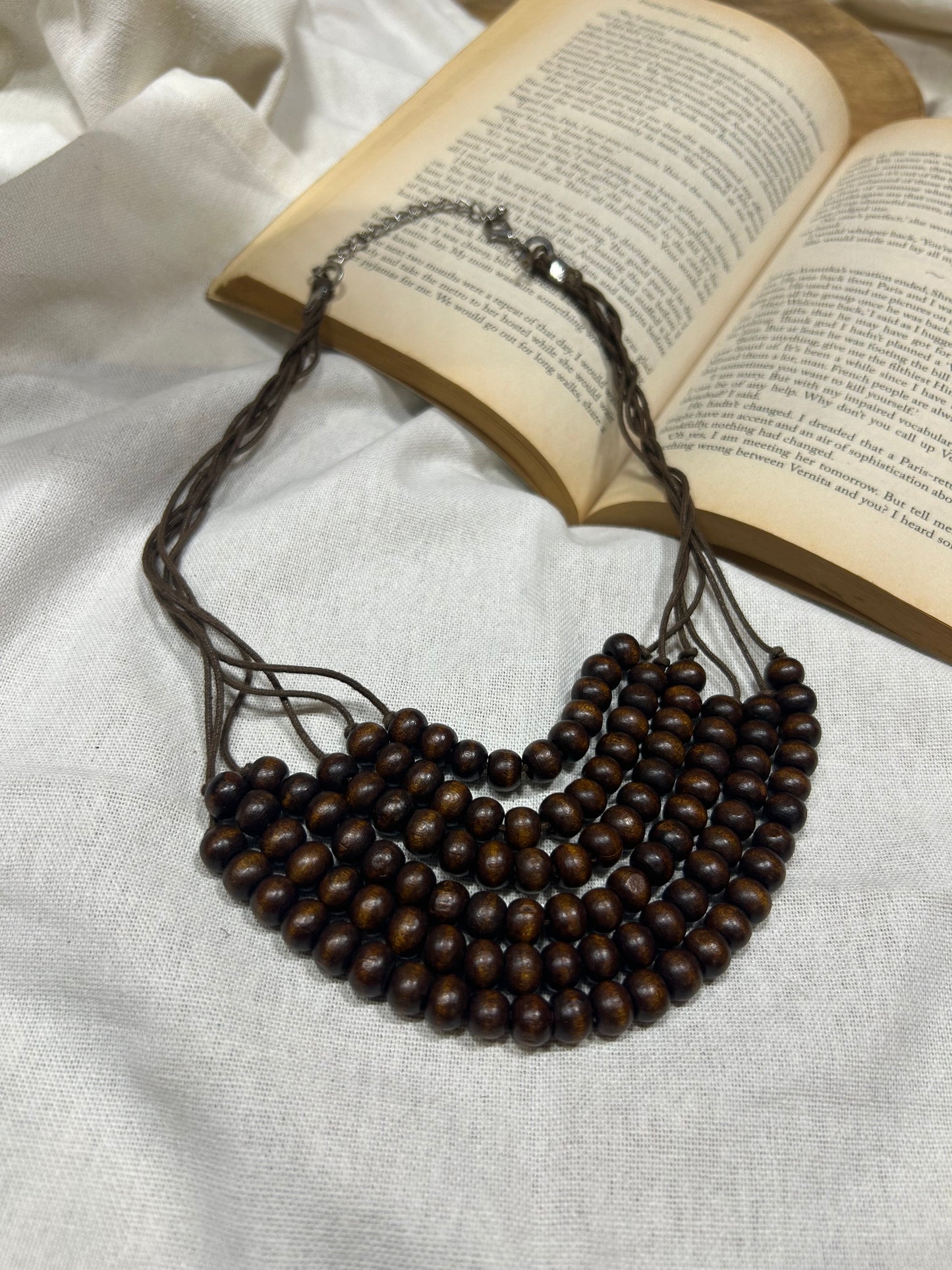 Wooden Brown Layer Necklace Guiyaa Jewels