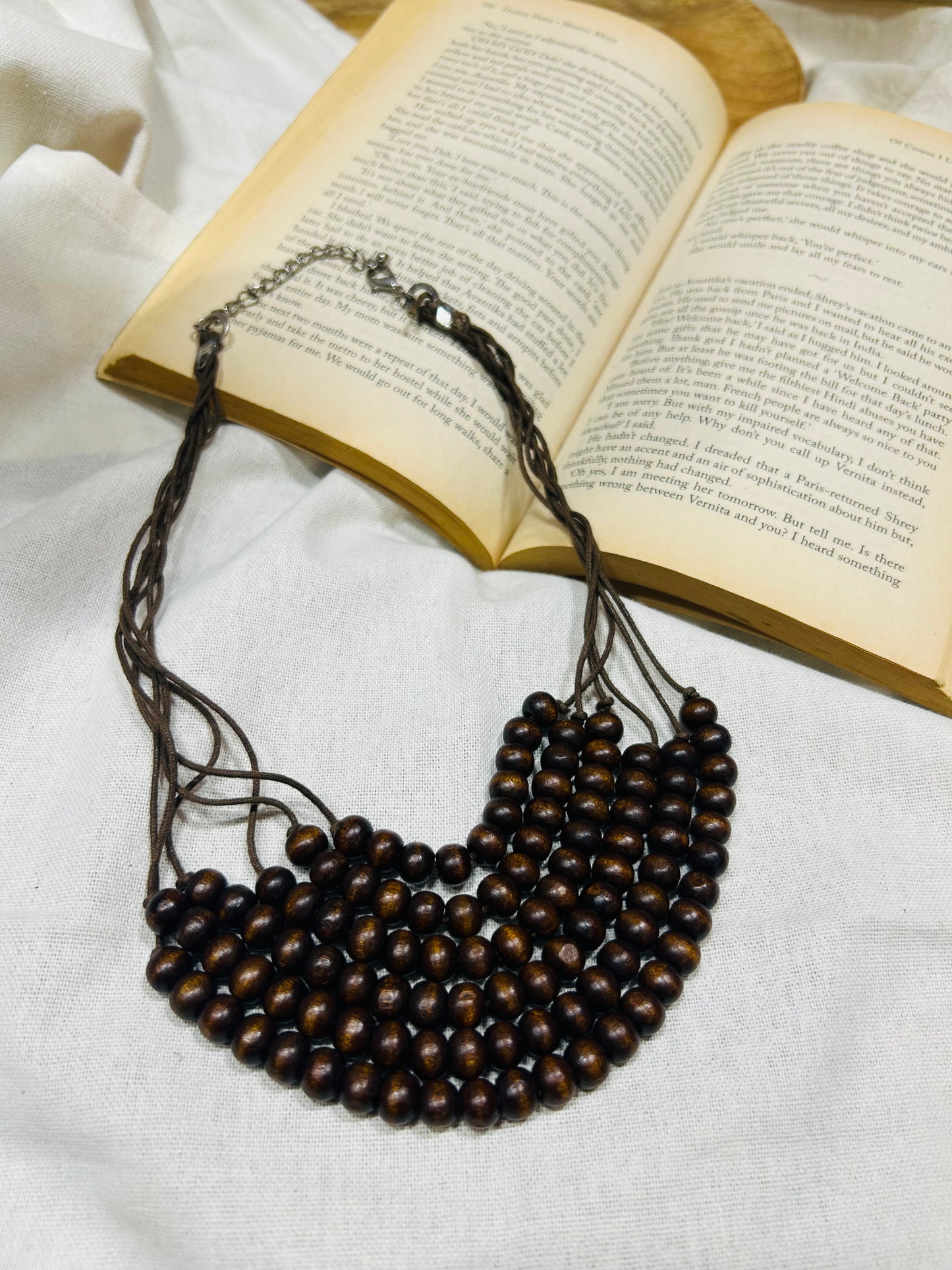 Wooden Brown Layer Necklace Guiyaa Jewels