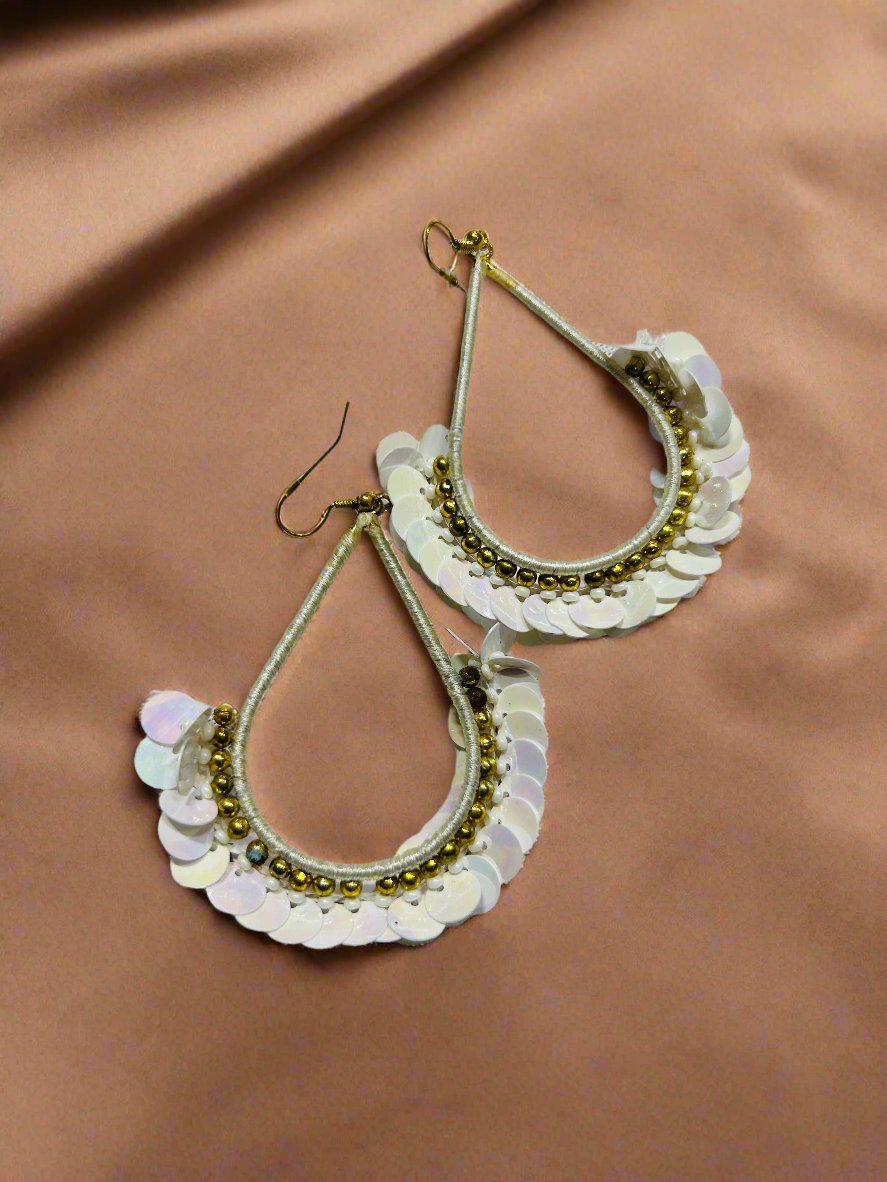 White Dazzle Teardrop Earrings - Garud Wear