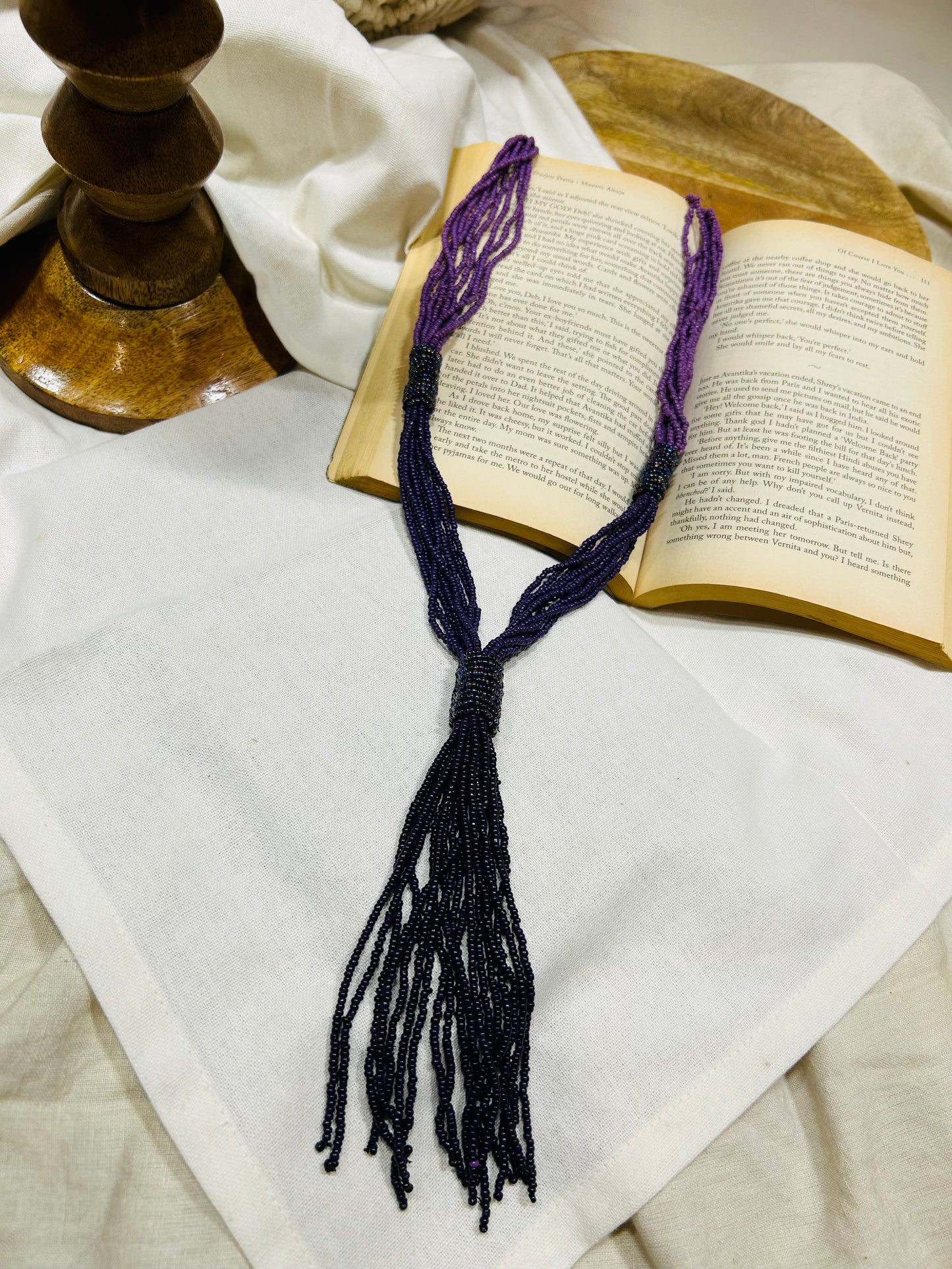 Purple Long Necklace Guiyaa Jewels