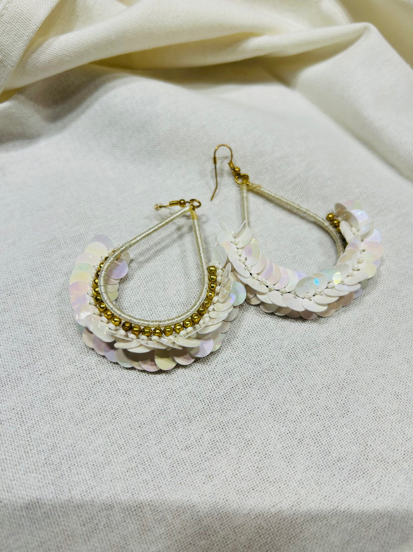 White Dazzle Teardrop Earrings - Garud Wear