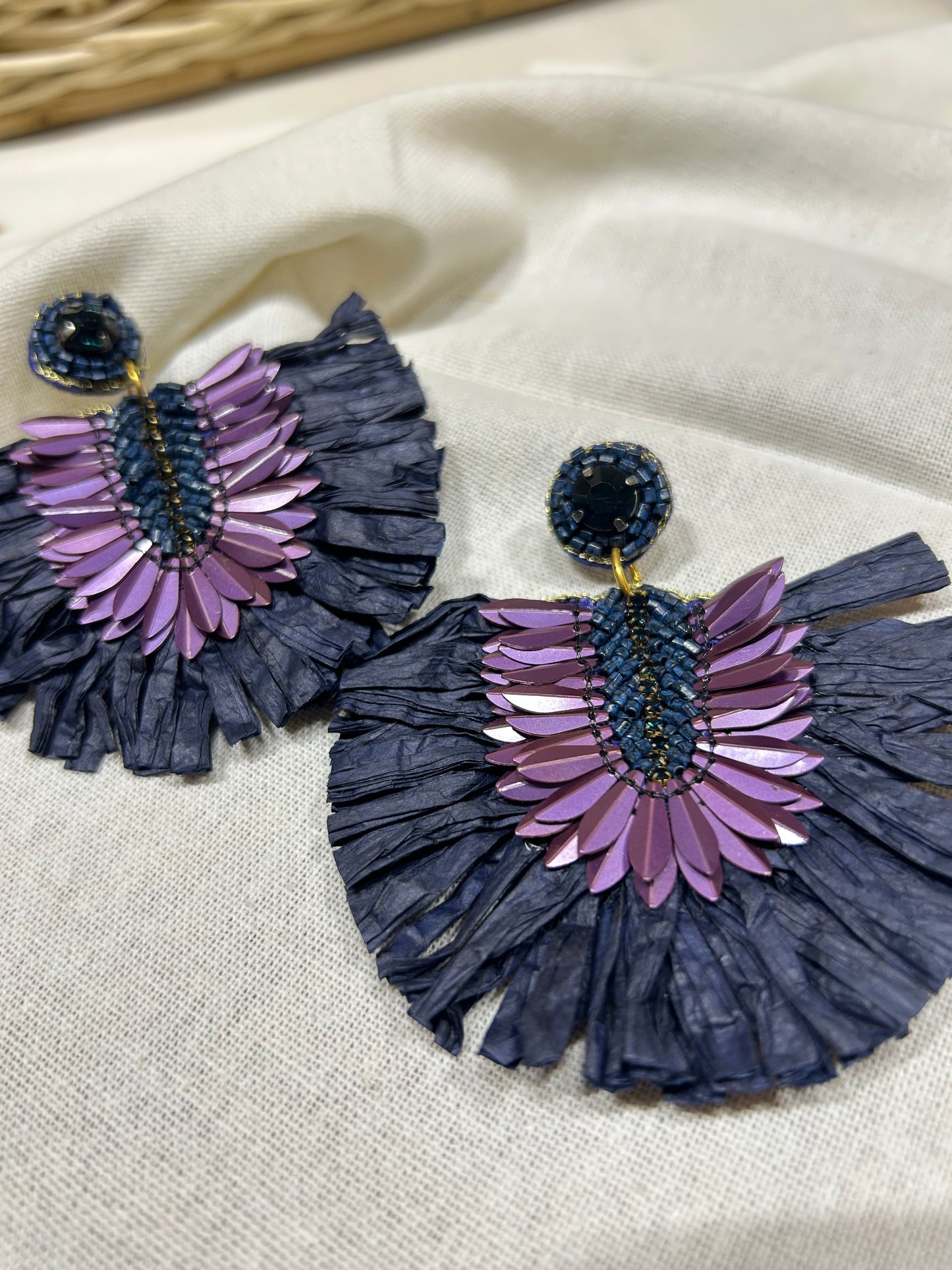 Purple Raffia Earrings - Garud Wear