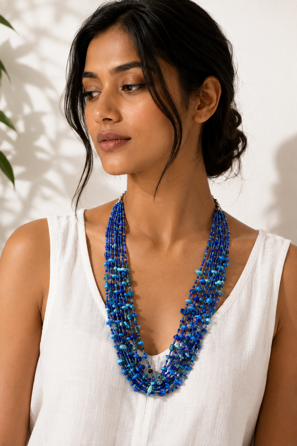 Handcrafted Blue Shell Necklace Garud Wear