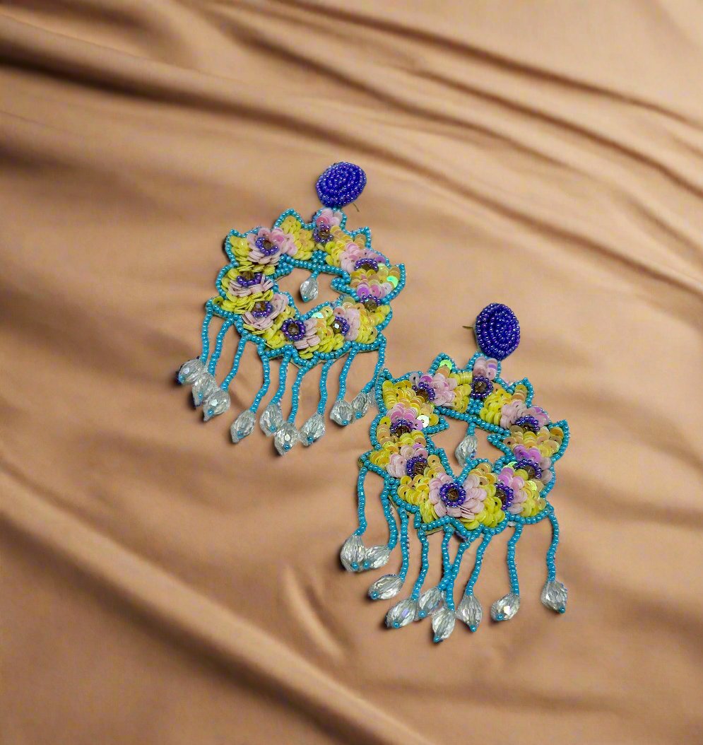 Flora Purple Blue Earrings - Garud Wear