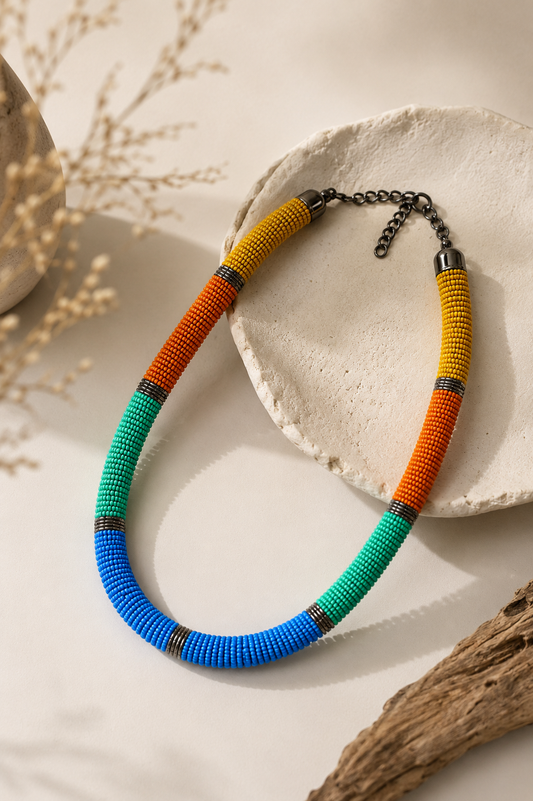 Multicolour Bead Handmade Necklace Garud Wear