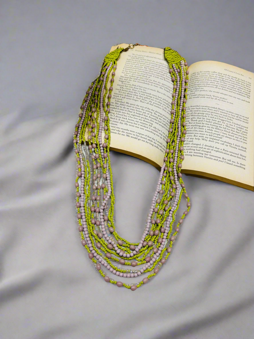 Green Pink Necklace Guiyaa Jewels