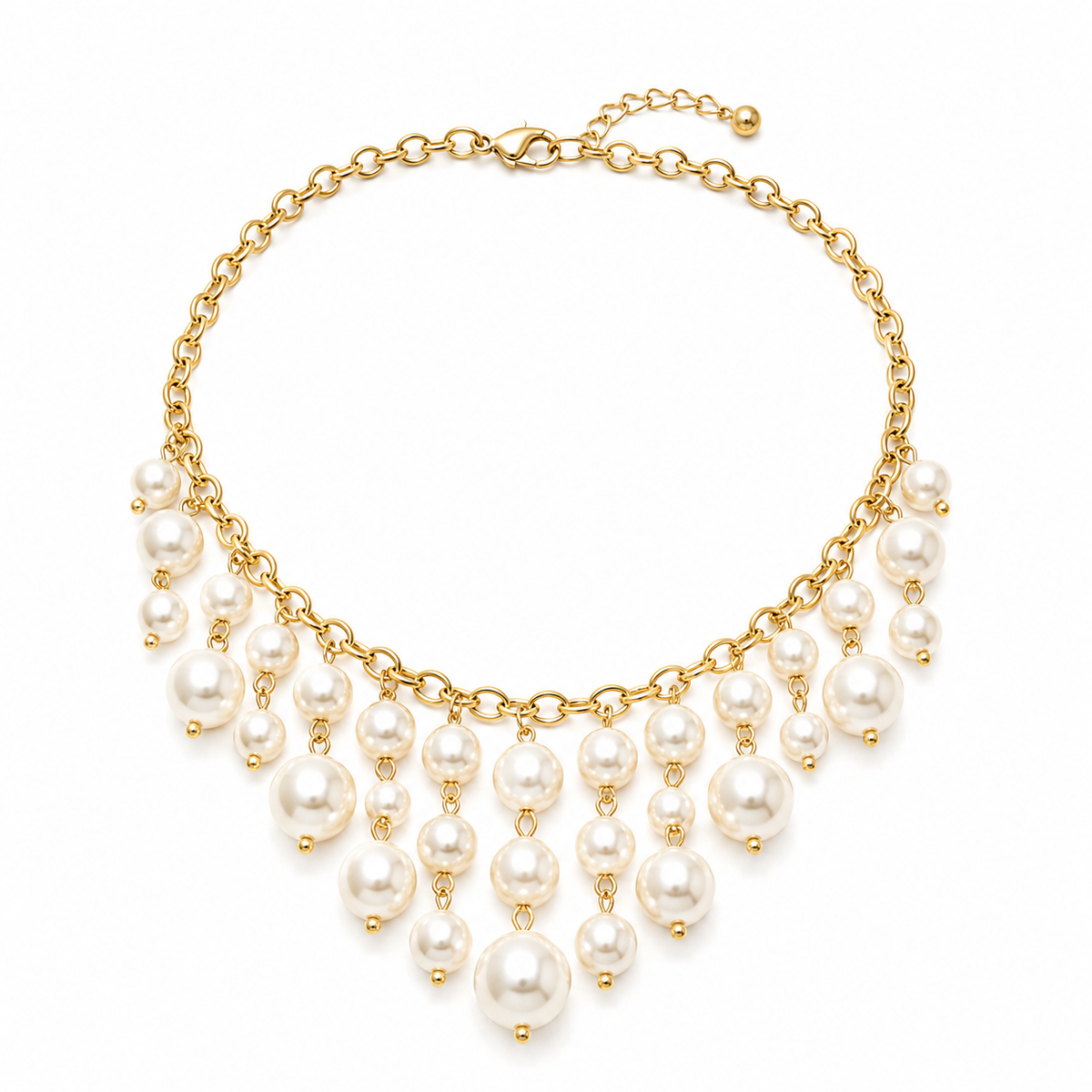 Multilayer White Pearl Necklace Garud Wear