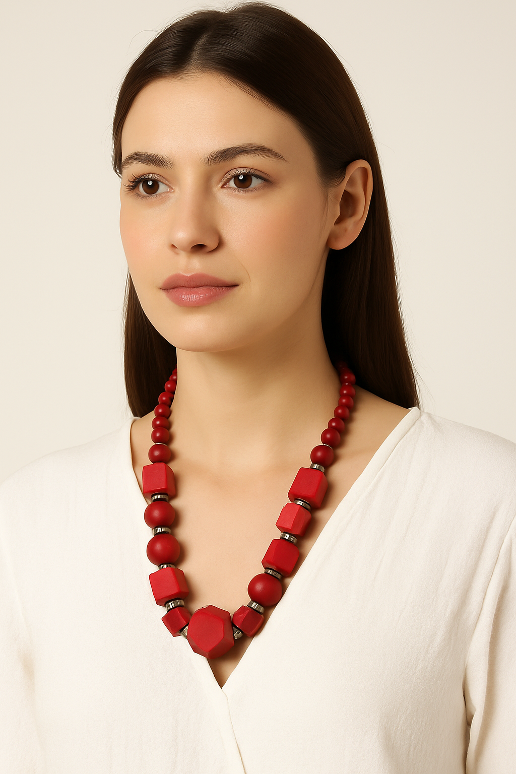 Radiant Ruby Beaded Necklace Garud Wear