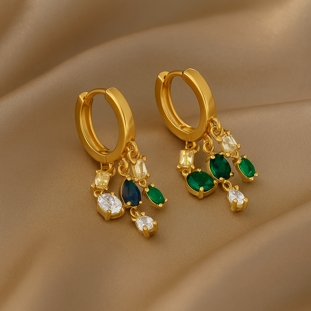 Elegant Radiance Multi-Color Gold Earrings Garud Wear