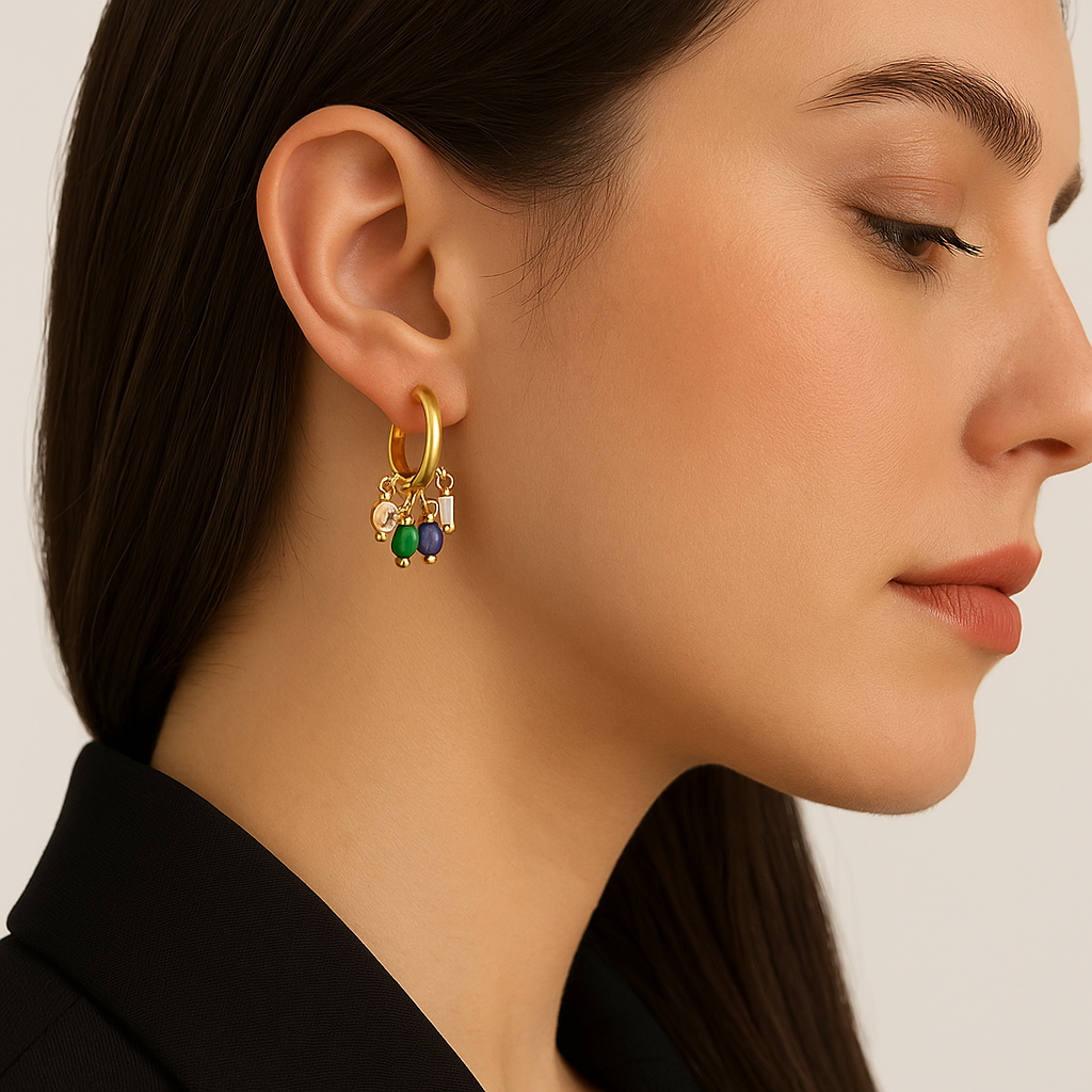 Elegant Radiance Multi-Color Gold Earrings Garud Wear