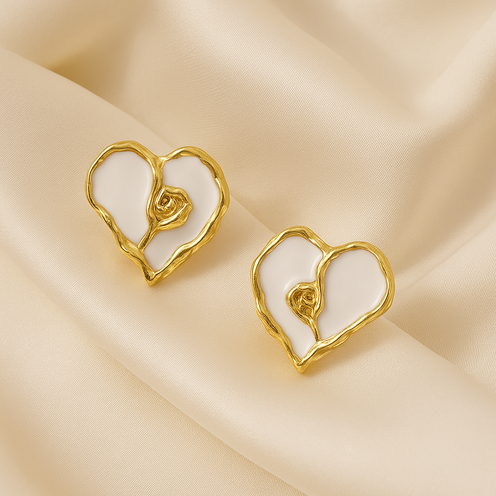 Golden Rose Heart Earrings Garud Wear