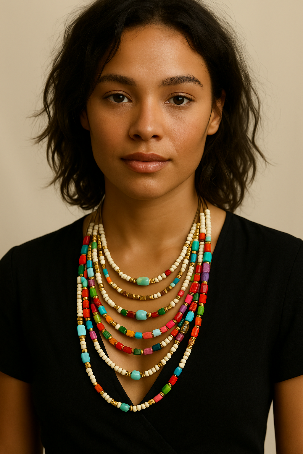 Radiant Harmony Multicolored 14-Layer Necklace Garud Wear