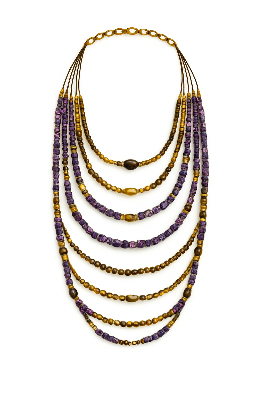 Radiant Amethyst 14-Layer Beaded Necklace Garud Wear