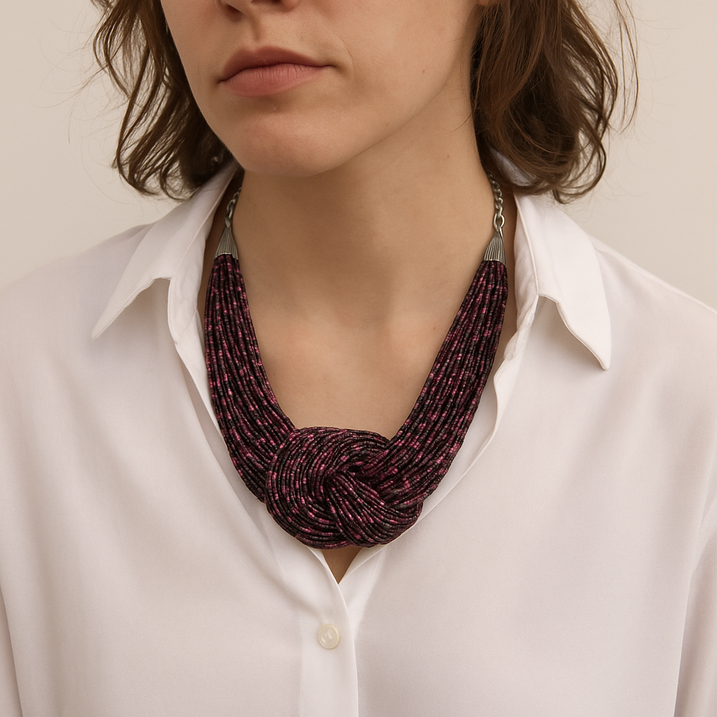 The Purple Elegance Handmade Beaded Necklace Garud Wear