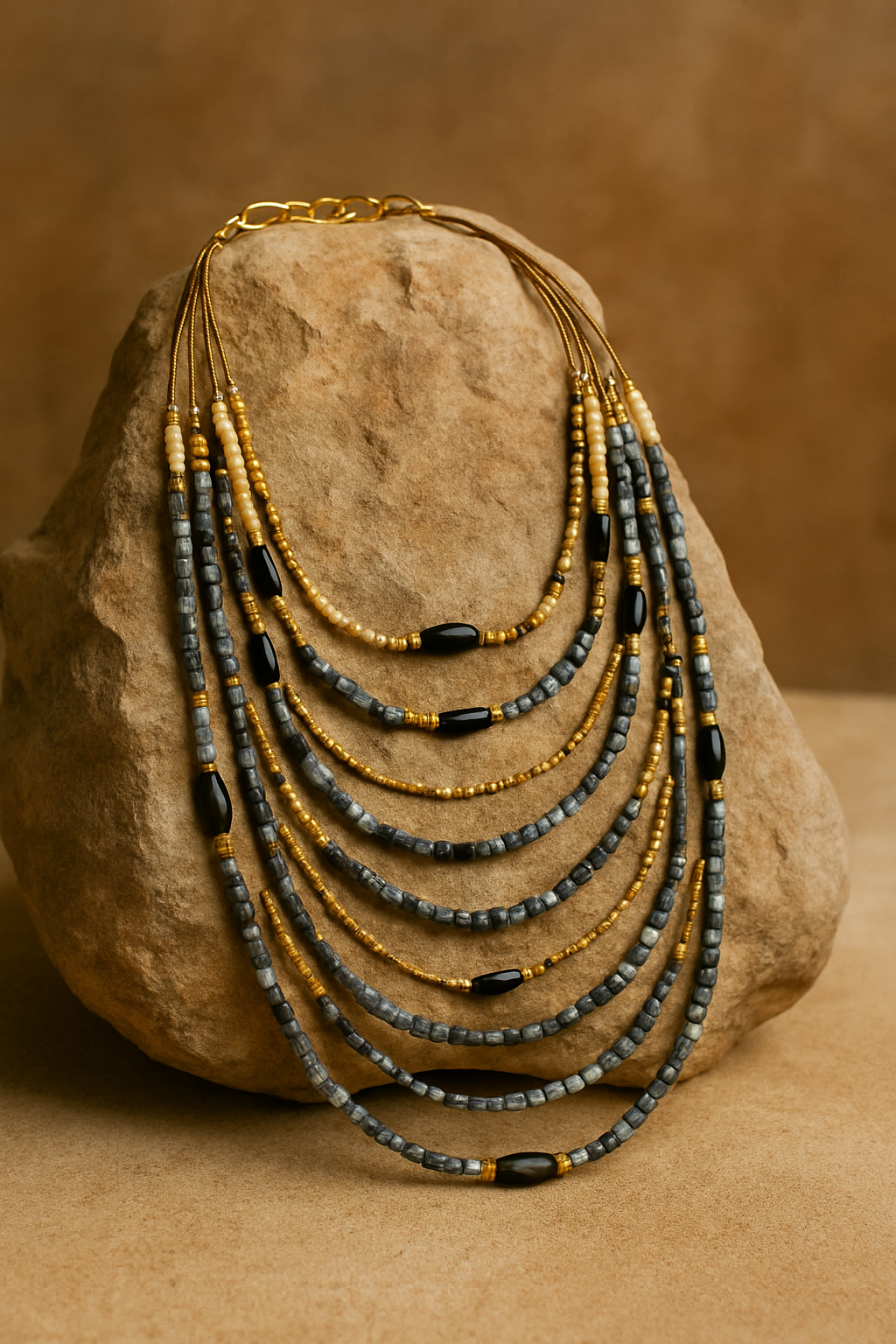 Elegant Shadow 14-Layer Beaded Necklace Garud Wear