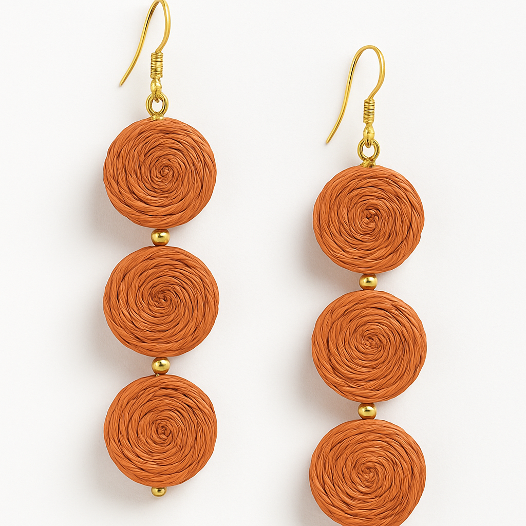 Rusty Orange Raffia Drops Garud Wear