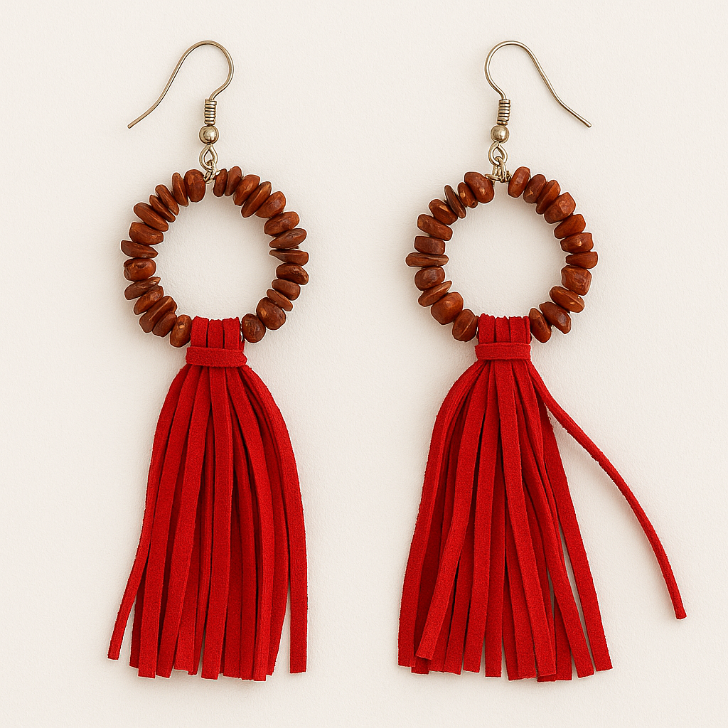 Maroon Elegance Stone & Fabric Earrings Garud Wear