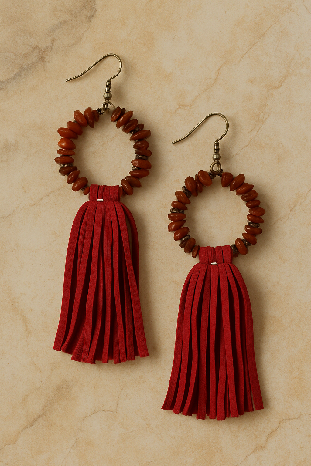 Maroon Elegance Stone & Fabric Earrings Garud Wear