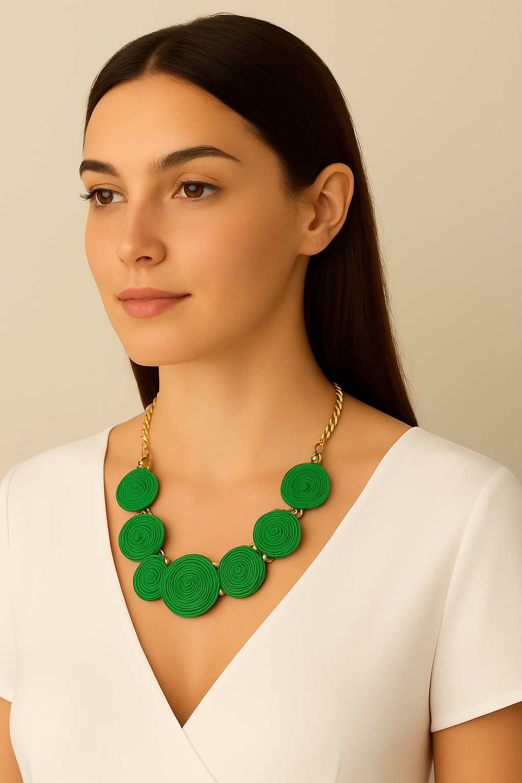 EcoLush Green Raffia Necklace Garud Wear