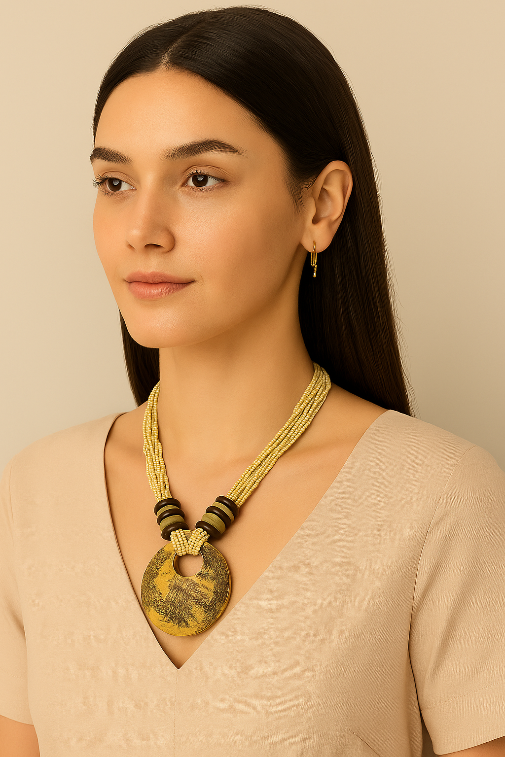 Sunlit Harmony Wooden Necklace Garud Wear