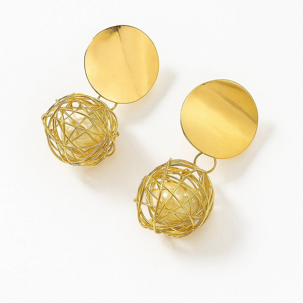 Radiant Glow Golden Ball Earrings Garud Wear