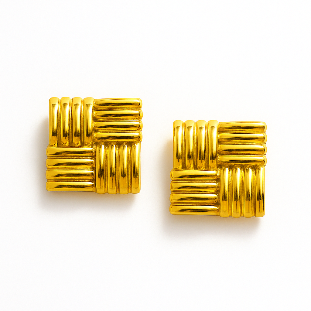 Golden Square Elegance Earrings Garud Wear