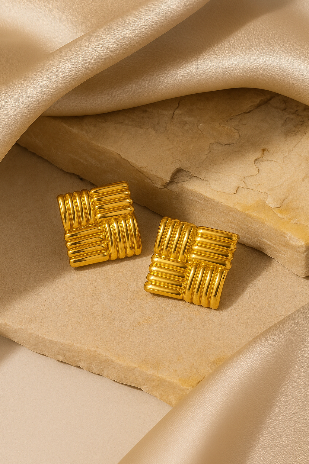 Golden Square Elegance Earrings Garud Wear