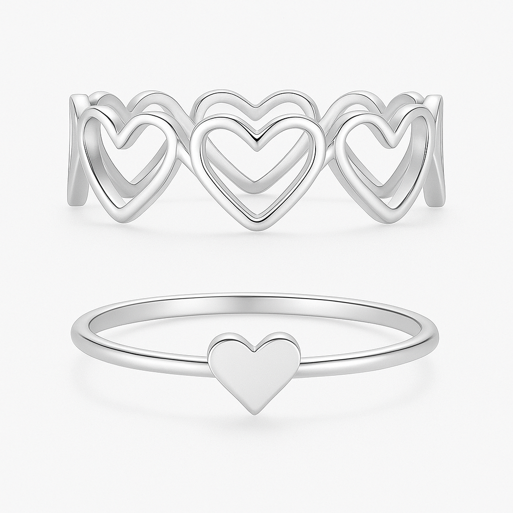 Silver Heart Duo Ring Garud Wear