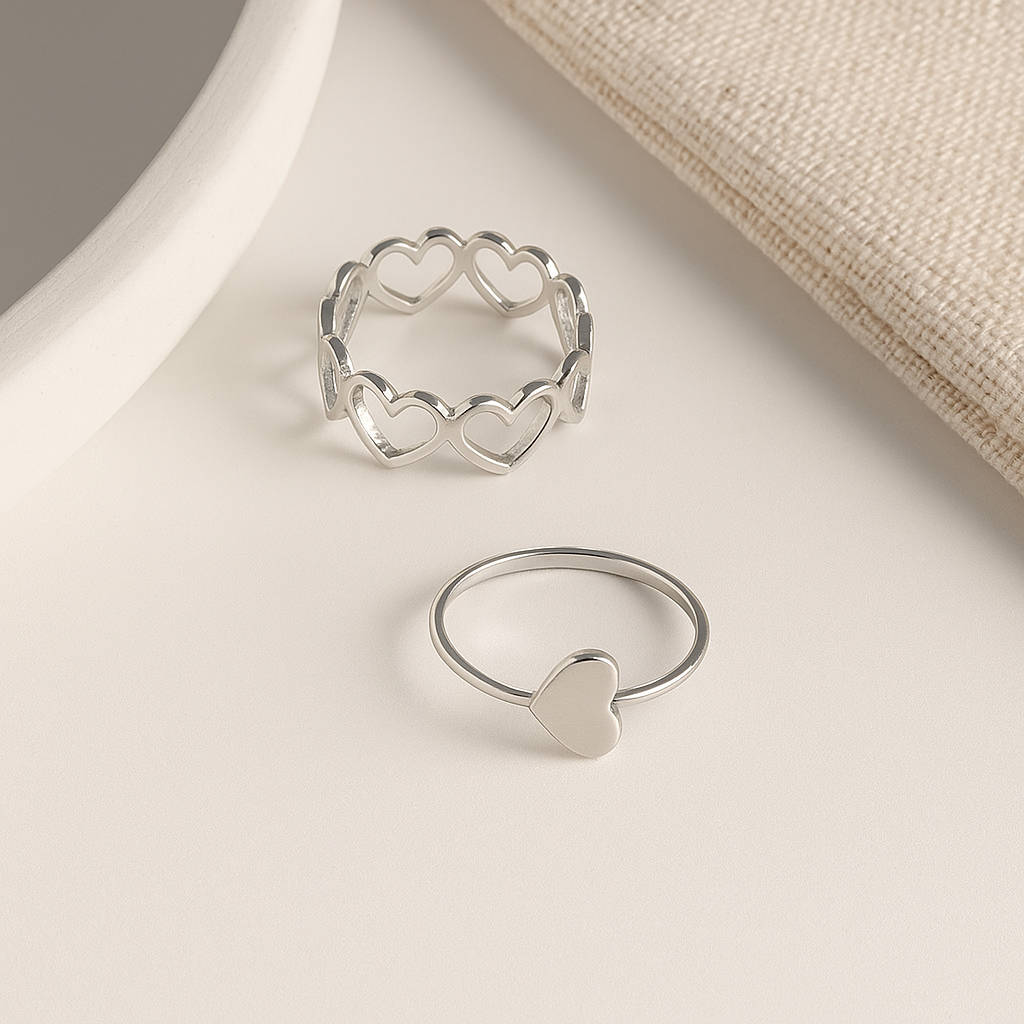 Silver Heart Duo Ring Garud Wear