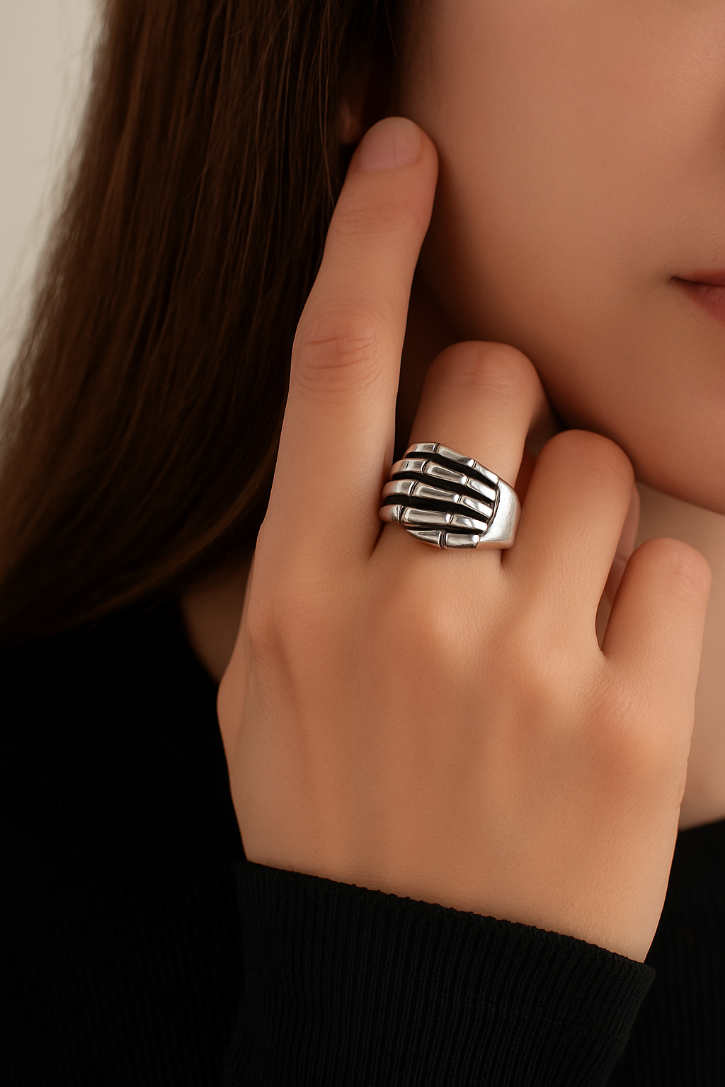 Ethereal Skeleton Silver Ring Garud Wear