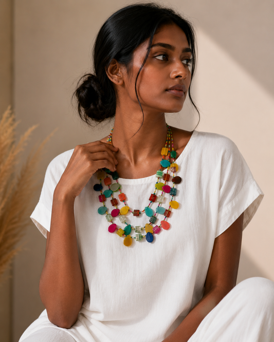 Multi-colour layered necklace. Garud Wear
