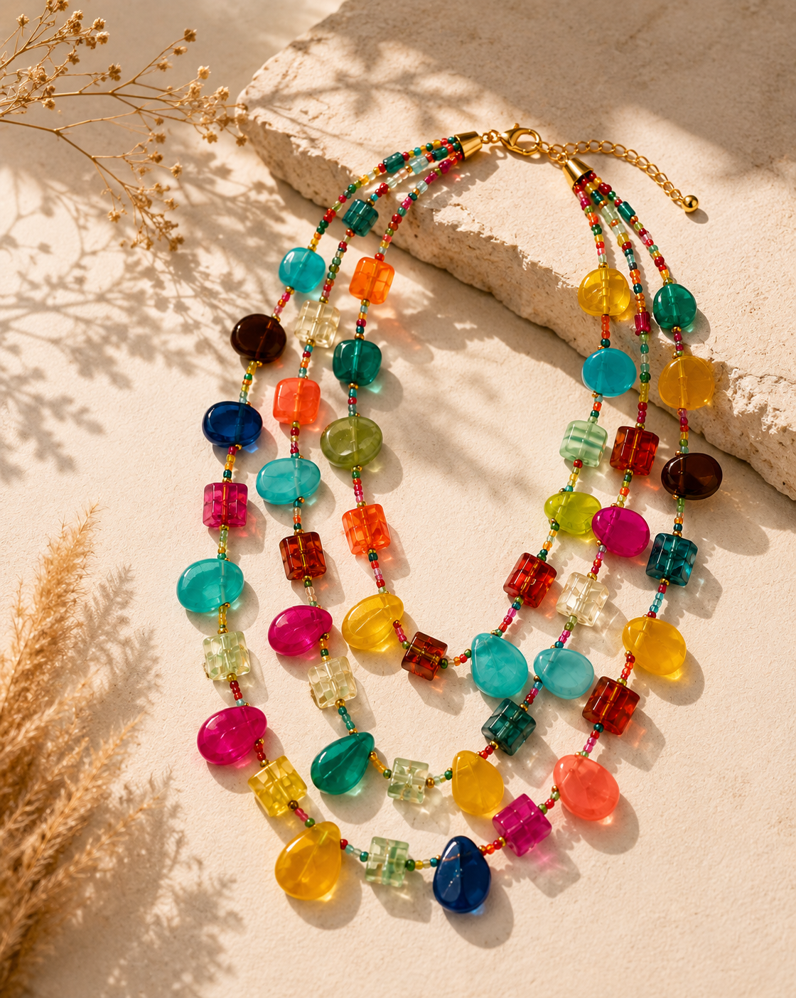 Multi-colour layered necklace. Garud Wear