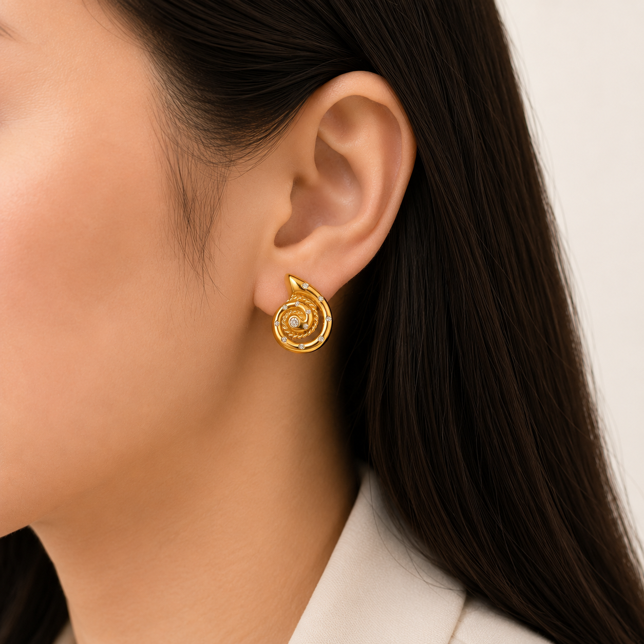 Elegant Spiral Gold Earrings Garud Wear
