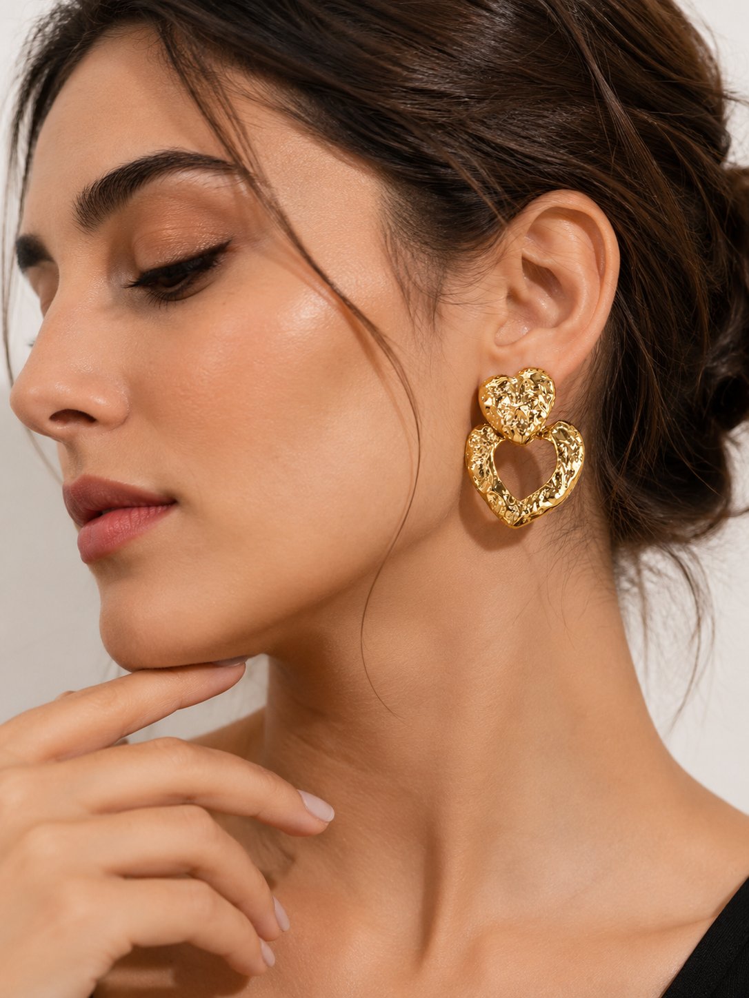 Elegant double heart golden earrings Garud Wear
