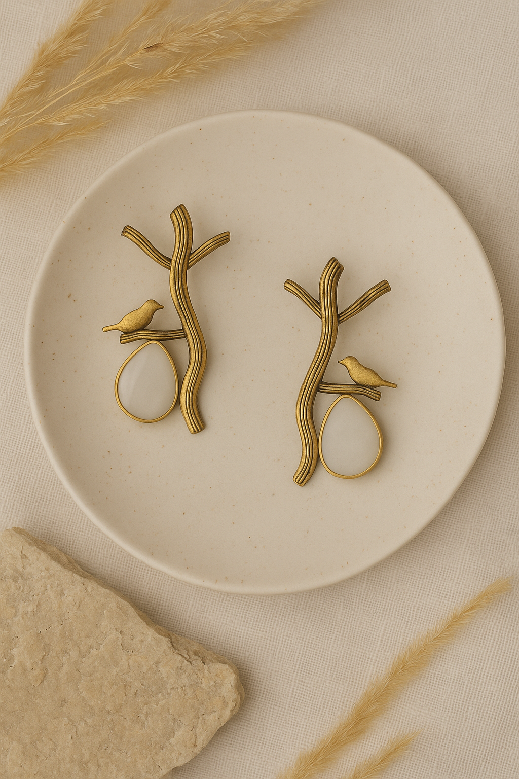 Radiant Elegance Golden German Brass Earrings Garud Wear