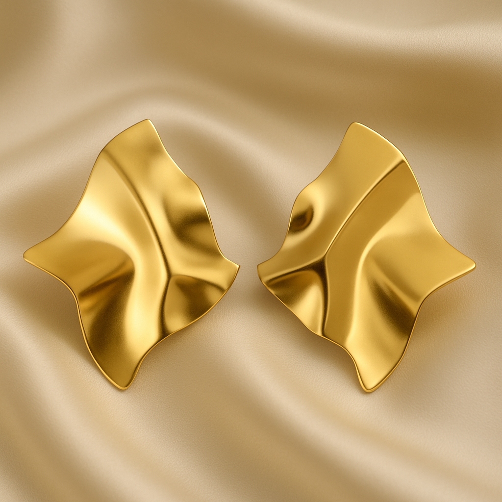 Golden Beaten Brass Earrings Garud Wear