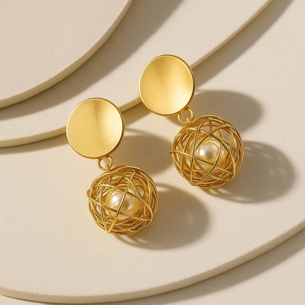 Radiant Glow Golden Ball Earrings Garud Wear
