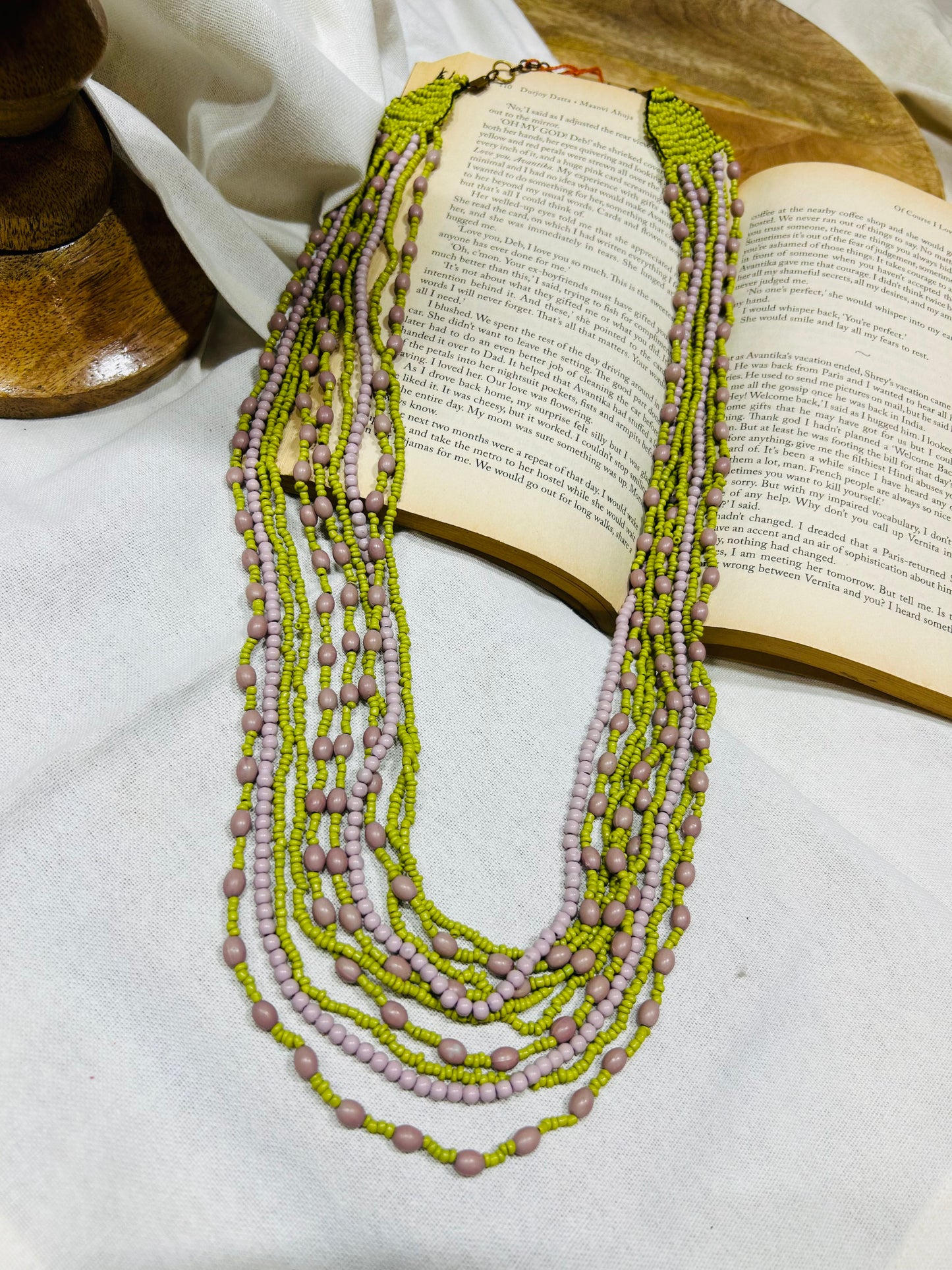 Green Pink Necklace Guiyaa Jewels